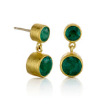 Zambian Emerald Double Drop Earrings