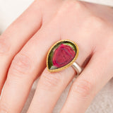 Tourmaline Gold & Silver Ring