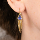 Tanzanite Teardrop Tassel Earrings