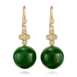 Dominique Drop Earrings in Siberian Green Jade & Diamonds