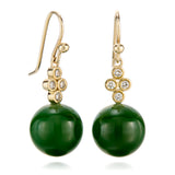 Dominique Drop Earrings in Siberian Green Jade & Diamonds