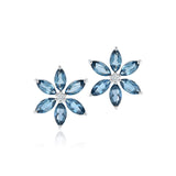 Starflower Earrings in London Blue Topaz & Diamonds