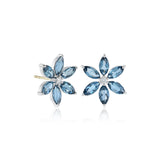 Starflower Earrings in London Blue Topaz & Diamonds