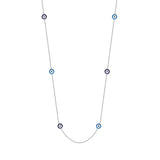 Evil Eye 12-Station Necklace in Dark & Light Blue Enamel