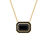 Octagon Pendant Necklace in Black Jade & Enamel