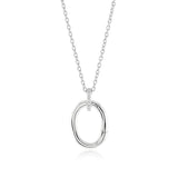 Silver 'O' Pendant Necklace in Diamonds