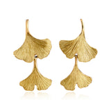 Ginkgo Leaf Double Drop Earrings