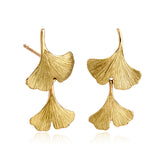 Ginkgo Leaf Double Drop Earrings