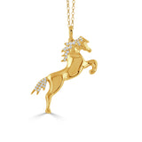 Diamond Flying Horse Pendant Necklace