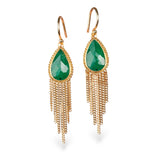 Emerald Teardrop Tassel Earrings