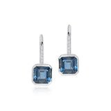 Asscher-Cut Drop Earrings in London Blue Topaz & Diamonds