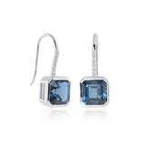 Asscher-Cut Drop Earrings in London Blue Topaz & Diamonds