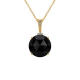 Faceted Pendant Necklace in Black Jade & Diamonds