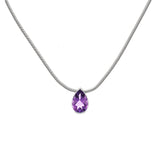 Pear Drop Pendant Necklace in Amethyst