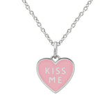 Kiss Me Heart Pendant Necklace in Pink