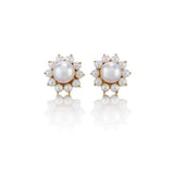 Flower Earrings in White Akoya Pearls