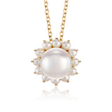 Flower Pendant Necklace in White Akoya Pearl