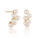 3-4mm White Akoya Pearl Arc Earrings