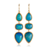 Amáli Three-Stone Blue Opal Earrings