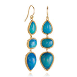 Three-Stone Blue Opal Earrings