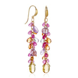 Multi-Colored Gemstone Briolette Cluster Earrings