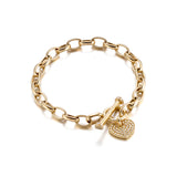 Diamond Heart Charm Toggle Bracelet