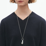 Reflect & Circle Motif Pendant Necklace, Silver