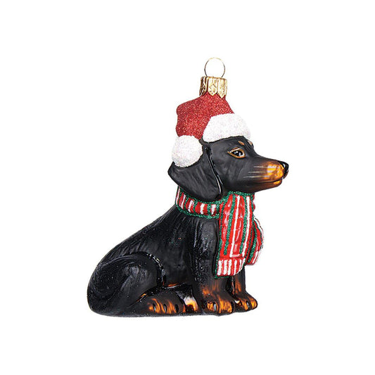 Dachshund in Santa Hat Ornament