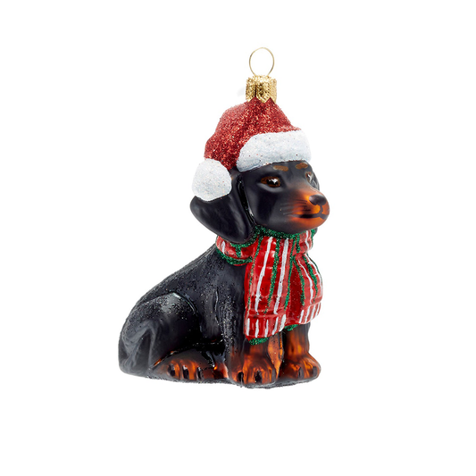 Dachshund in Santa Hat Ornament