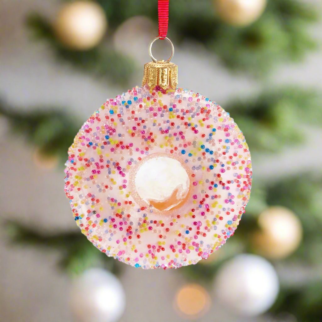 Pink Donut with Sprinkles Ornament