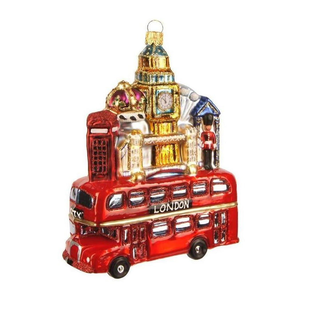 London Bus with Landmarks Ornament