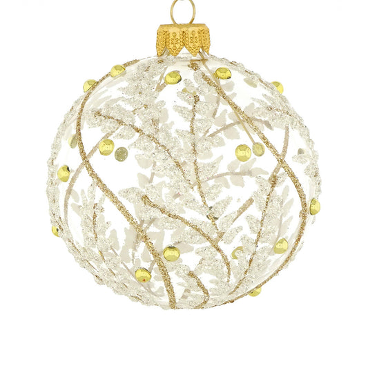 Frosted Fern Pattern Ball Ornament