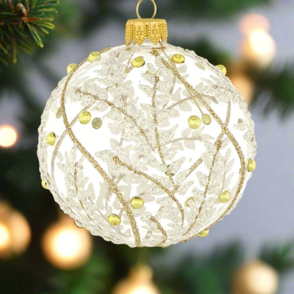 Frosted Fern Pattern Ball Ornament