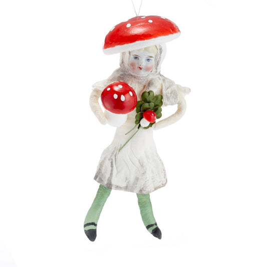 Vintage Mushroom Girl Ornament