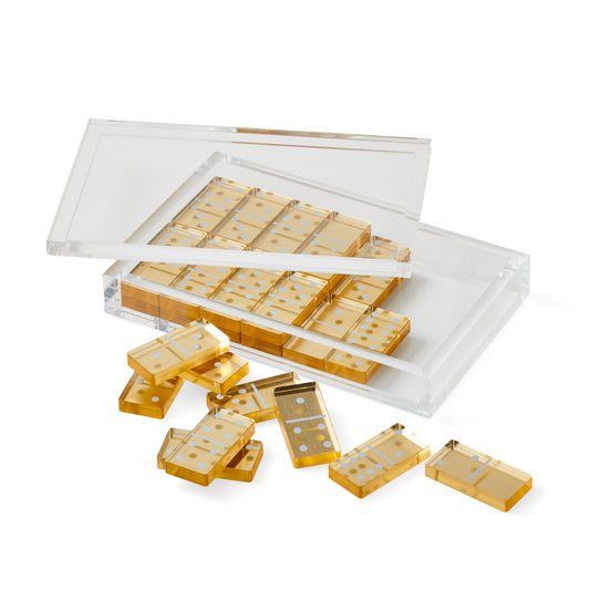 Lucite Gold Dominoes Set