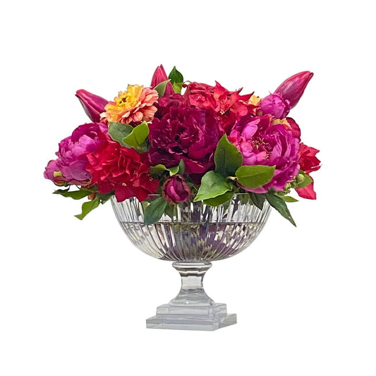 Tulips & Peonies in Etched Glass Vase