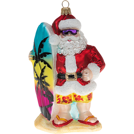 Surfer Santa Ornament