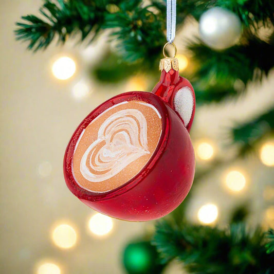 Coffee Cup with Heart Foam Ornament