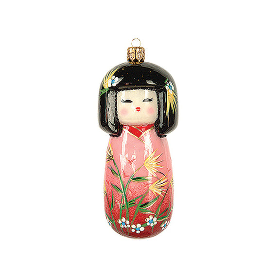 Pink Kokeshi Doll Ornament