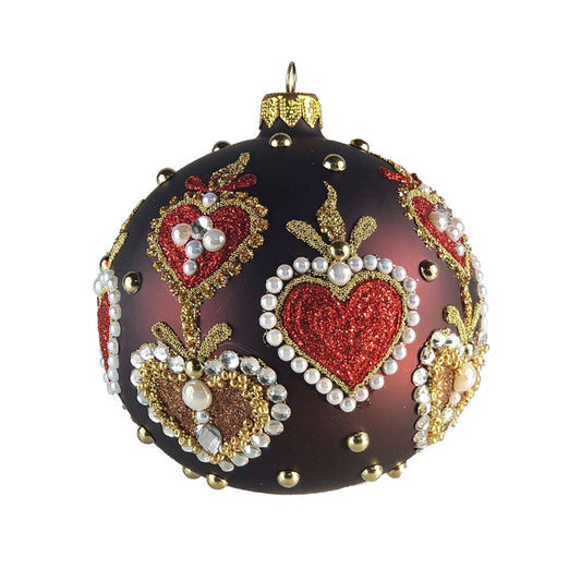 Hearts & Pearls Ball Ornament