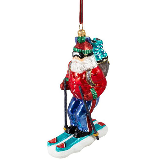 Skiing Santa Ornament