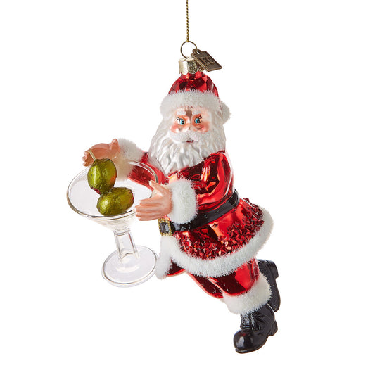 Eric Cortina Santa with Cocktail Glass Ornament