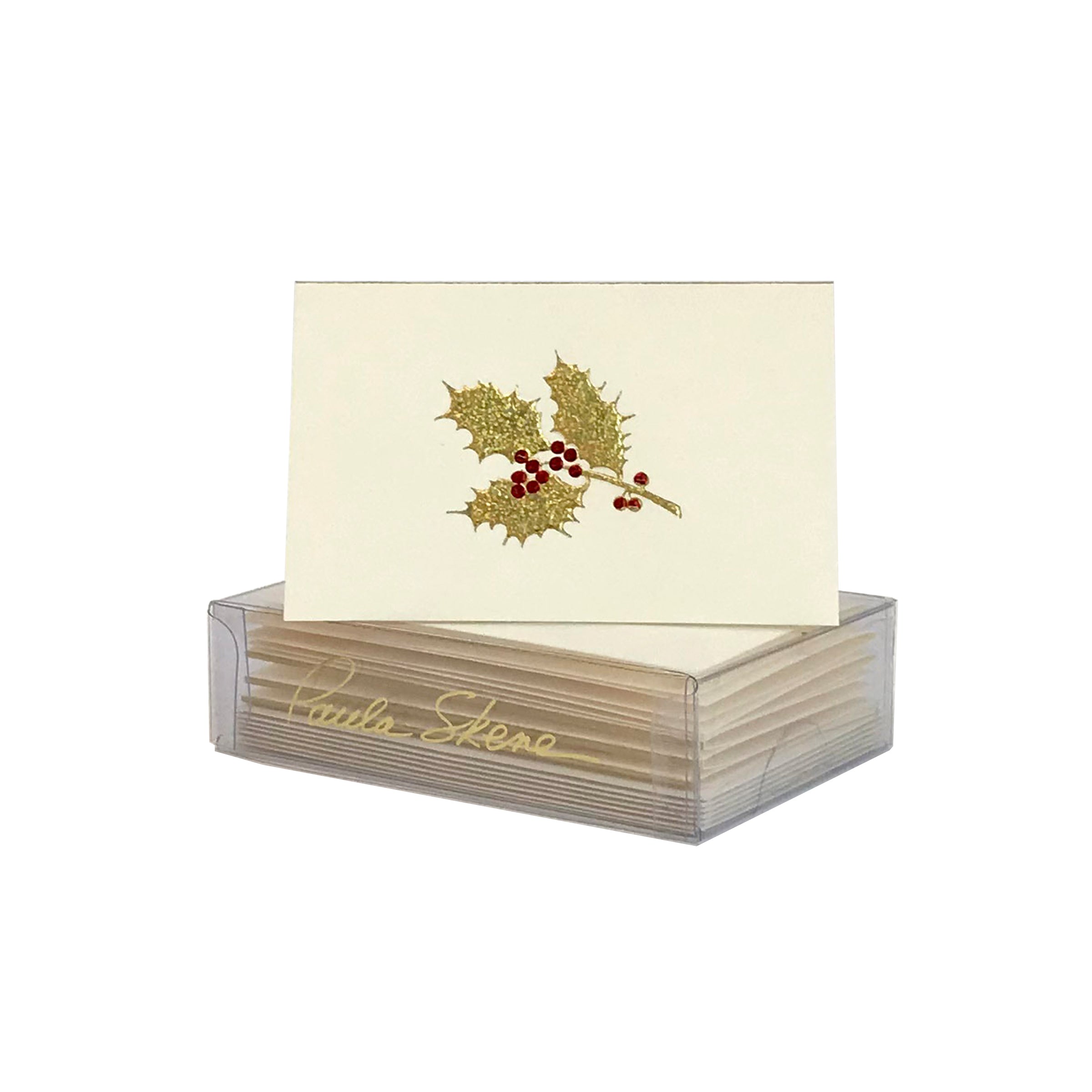 Paula Skene Golden Holly Enclosure Cards, Set of 6
