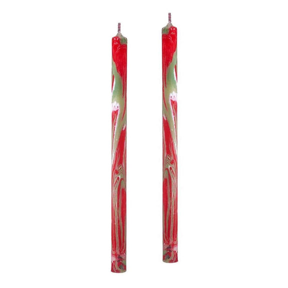 Jinglenog Marbled Taper Candles, Set of 2 Natale
