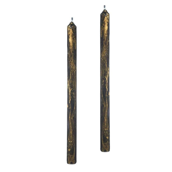 Jinglenog Marbled Taper Candles, Set of 2 Nero