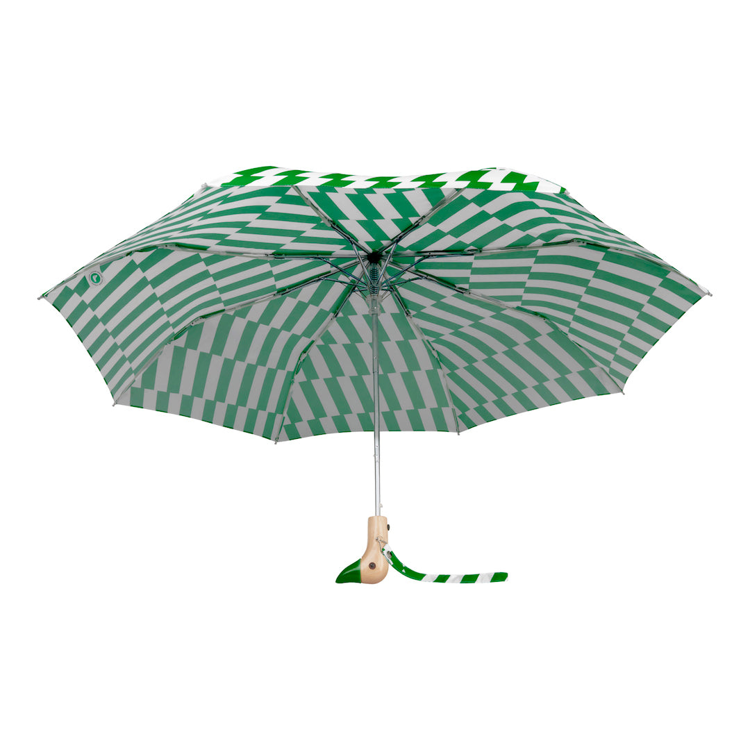 Kelly Green Bars Compact Umbrella