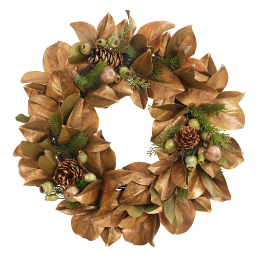 Farmington Golden Magnolia & Pine Wreath