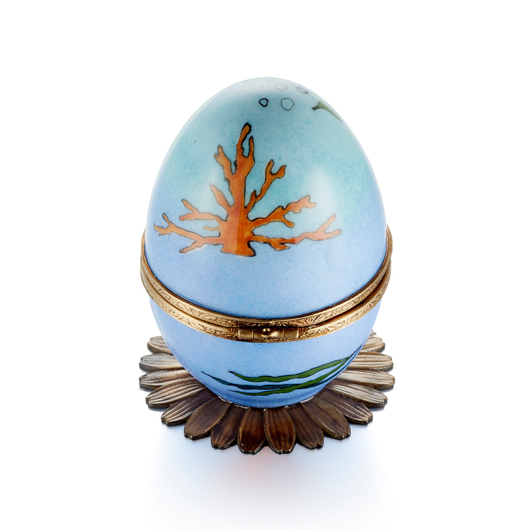 Sealife Limoges Egg Music Box, Handel's Water Music