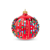 Multi-Color Jeweled Red Ball Ornament