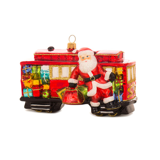 Santa on Cable Car Ornament